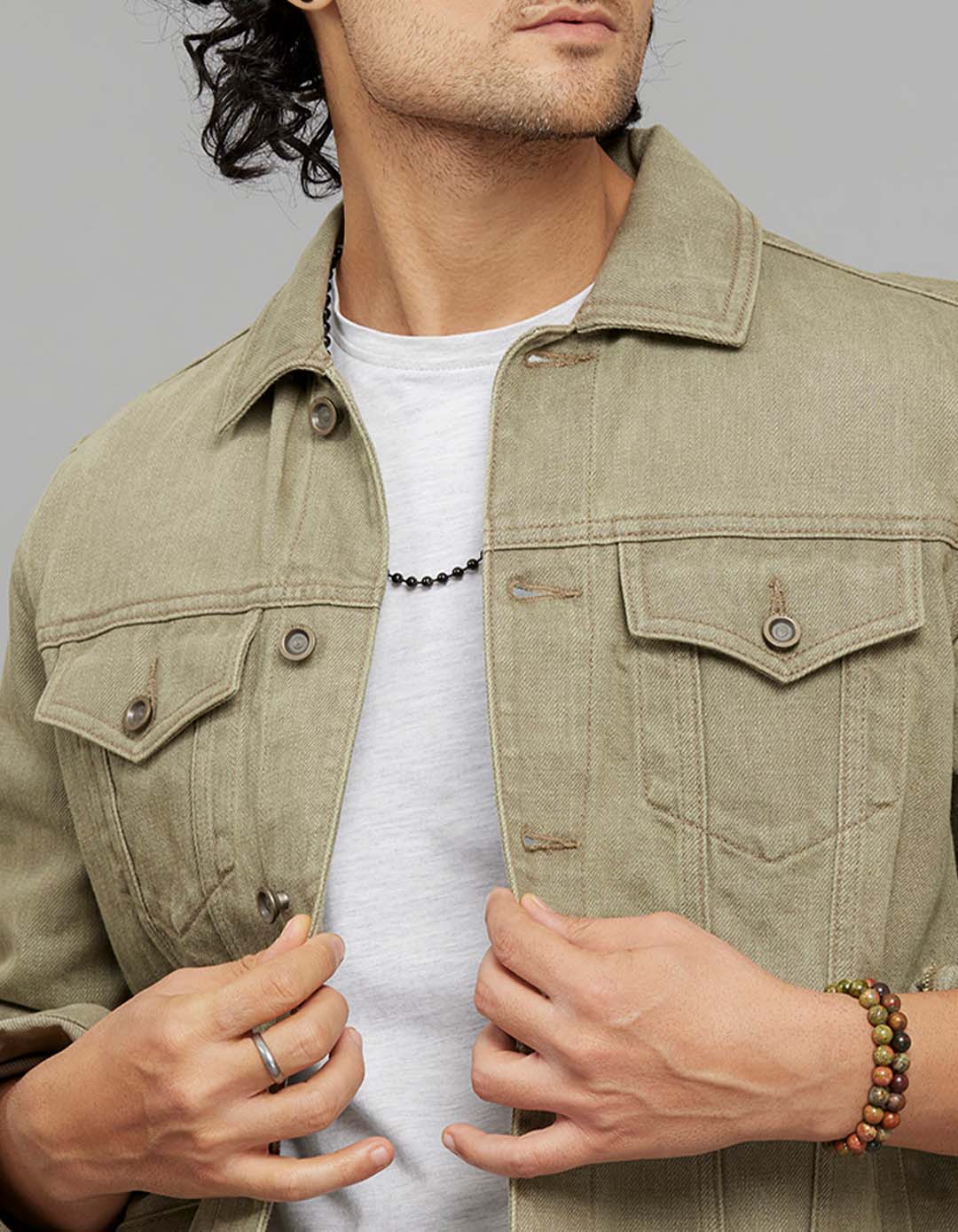 Arny Art Button Front Closure Classic Flap Pocket Denim Jacket - Image 5