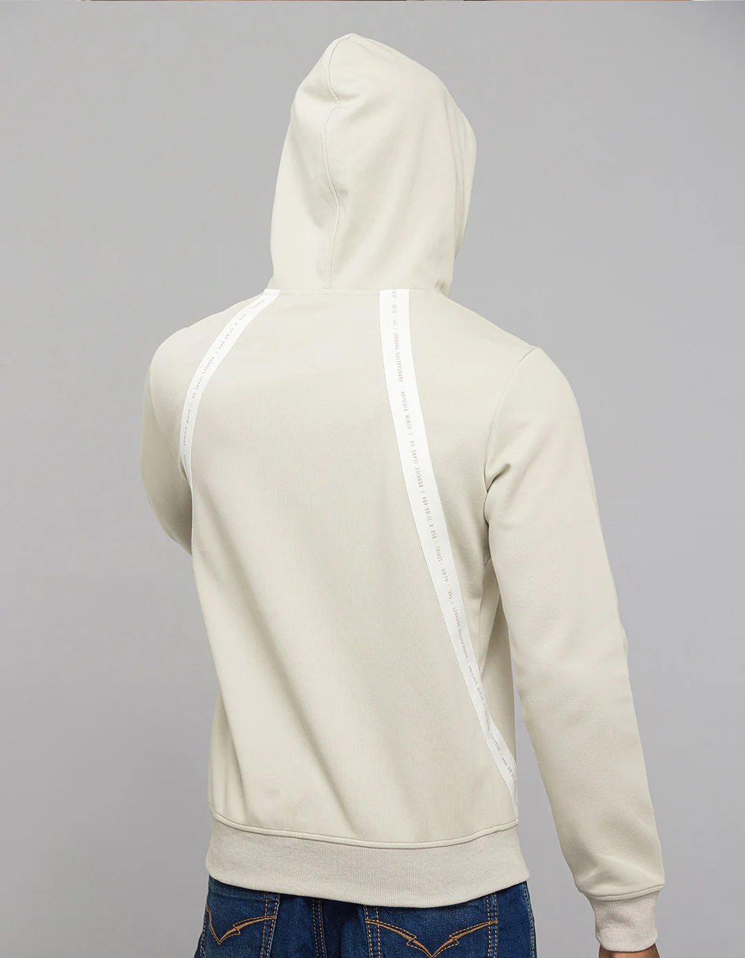 Beige Full Sleeves Hoodie With Front Kangaroo Pockets - Image 7