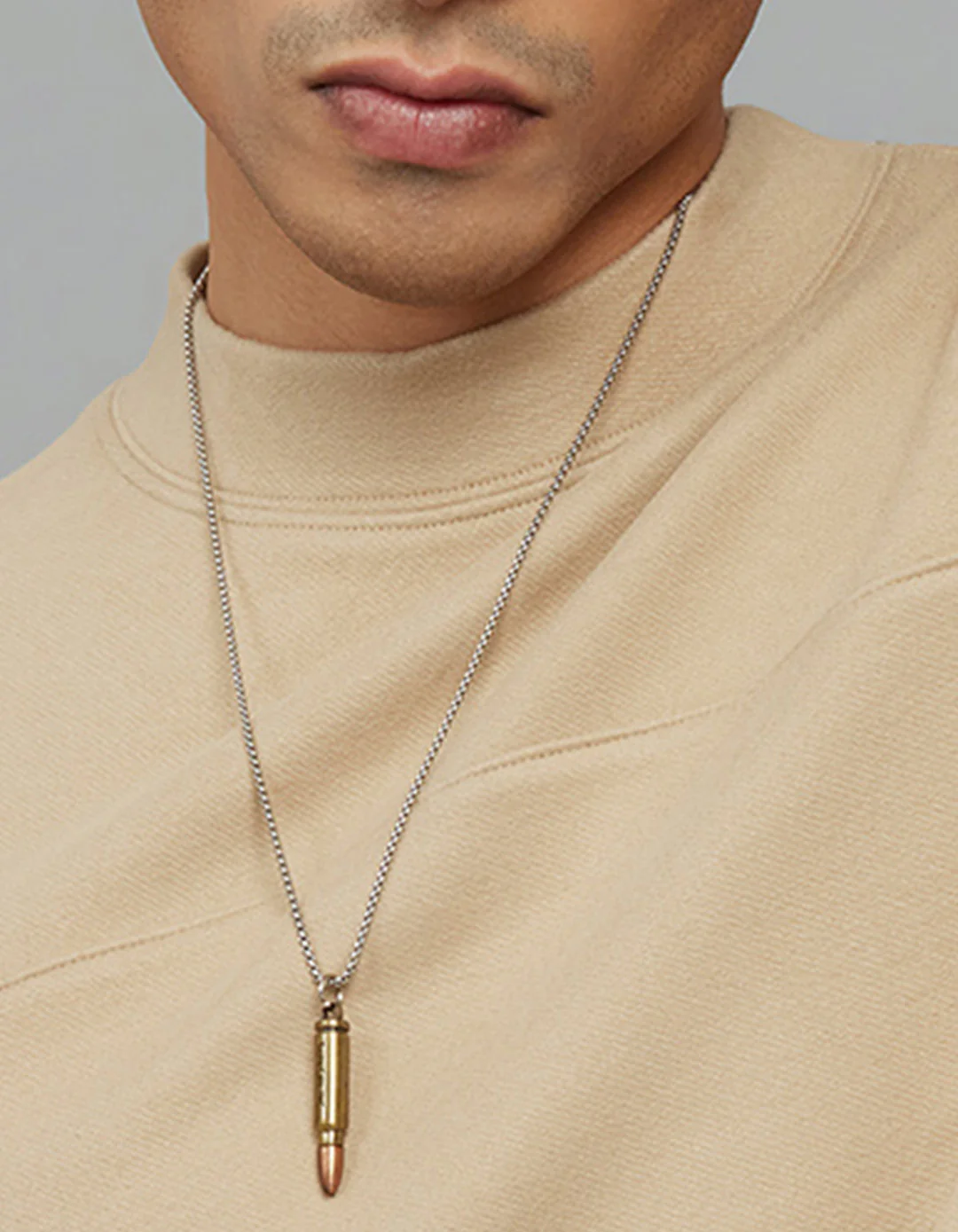 Beige Round Neck Full Sleeves Sweatshirt - Image 6