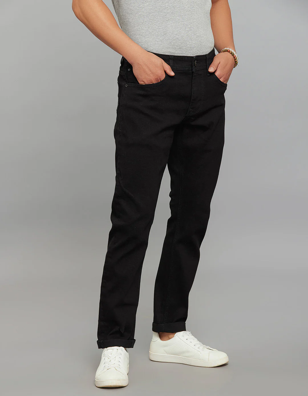 Black 5 Pocket Low-Rise Tapered Ankle Length Classic Stretch Jeans - Image 3