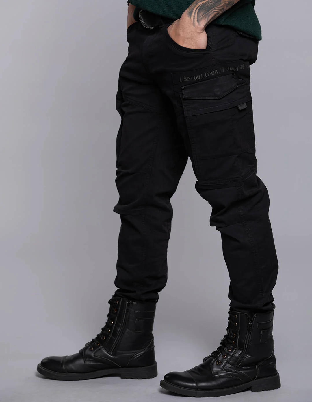 Black Regular Fit Cargo Pant - Image 3