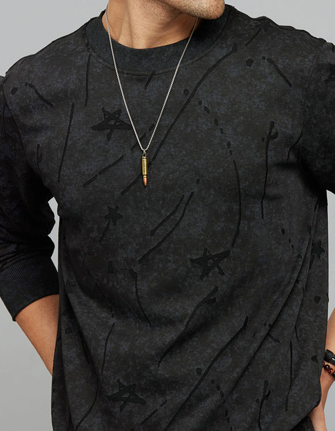 Black Round Neck Full Sleeves Sweatshirt - Image 7