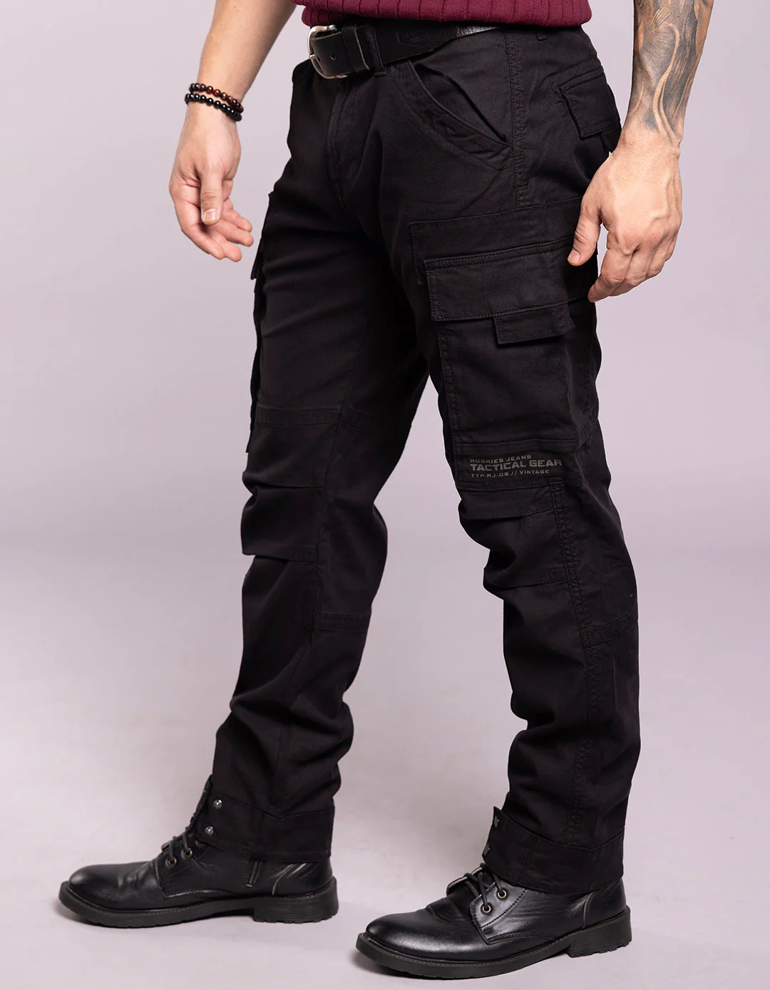 Black Slim Fit Cargo Pant - Image 4