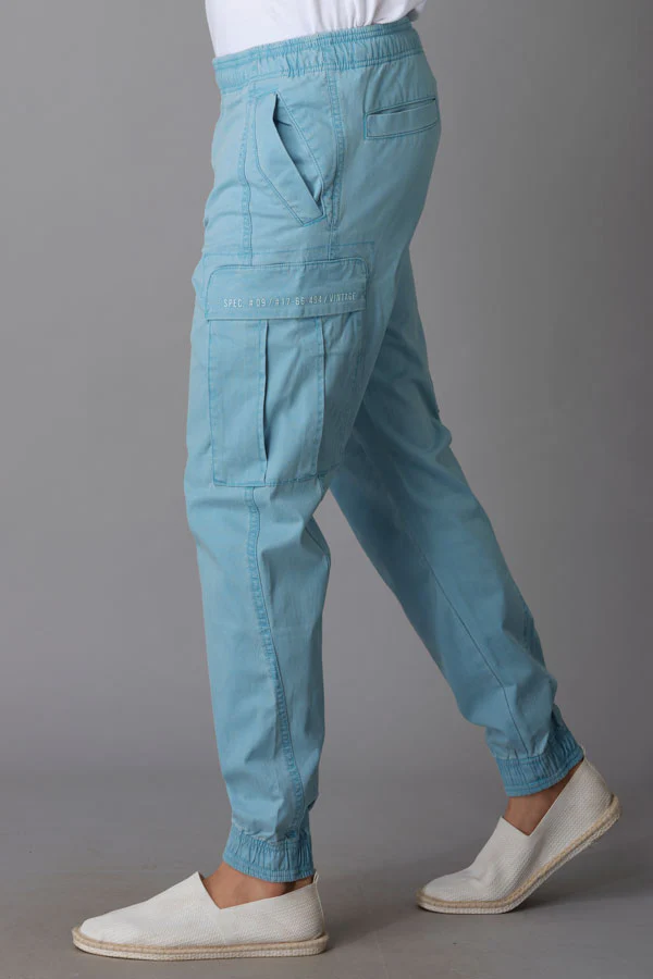 Blue Tapered Fit Cargo Pant - Image 3