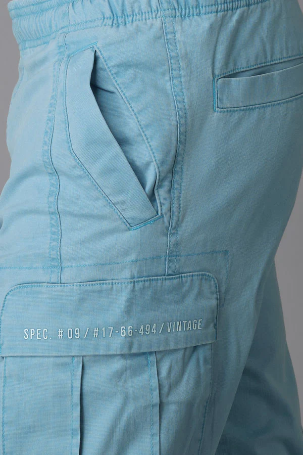 Blue Tapered Fit Cargo Pant - Image 6