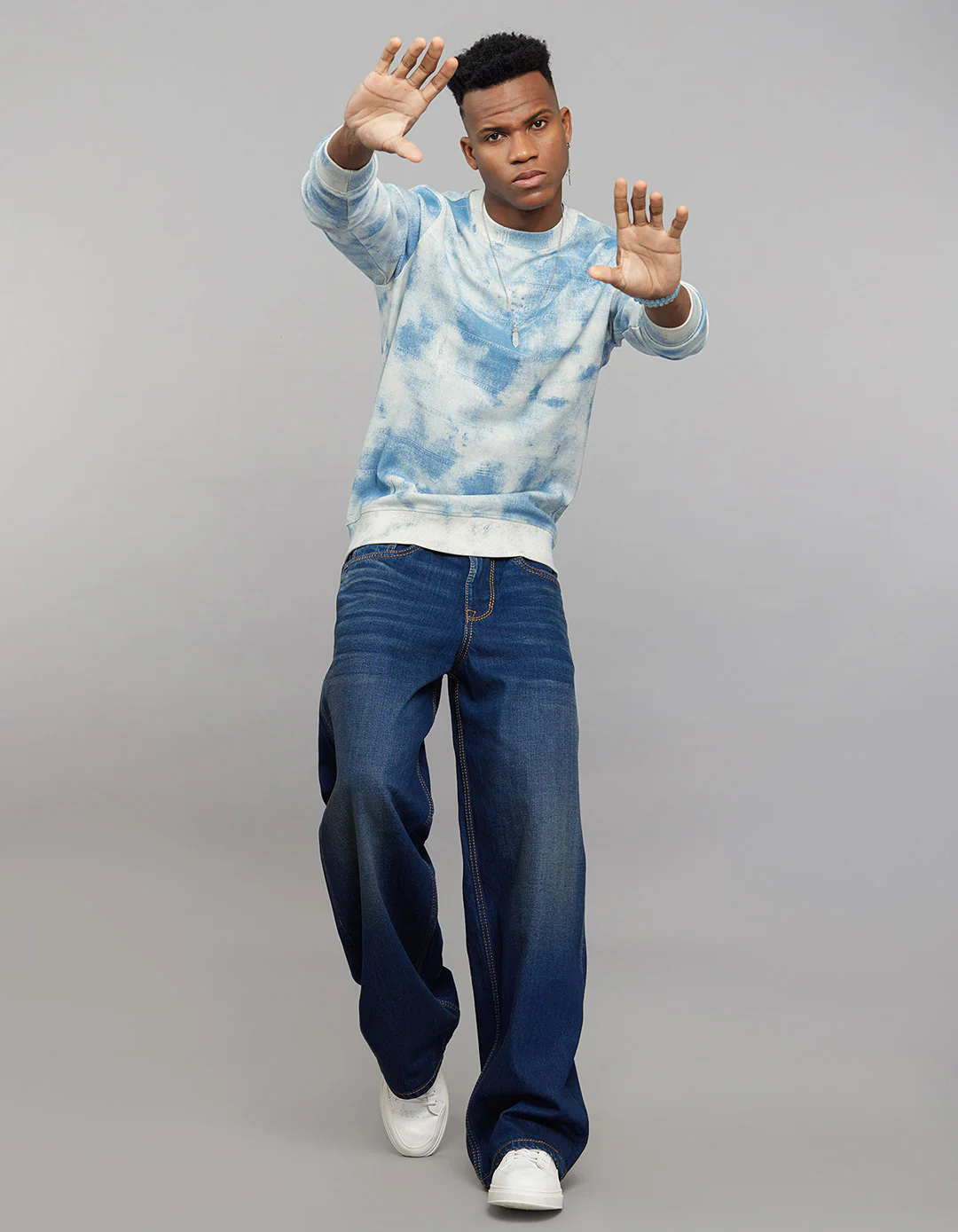 Blue Round Neck Full Sleeves Sweatshirt - Image 5