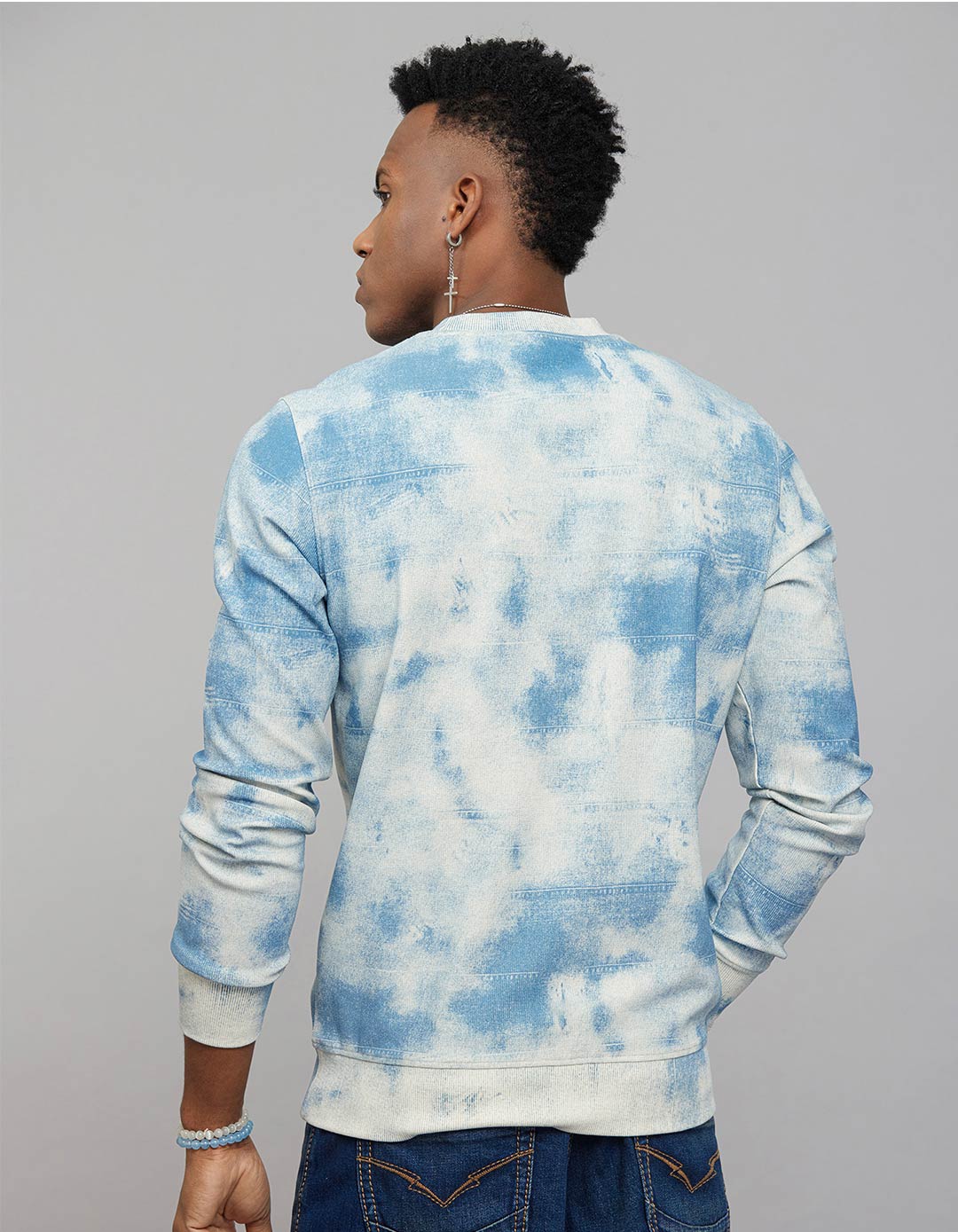 Blue Round Neck Full Sleeves Sweatshirt - Image 6