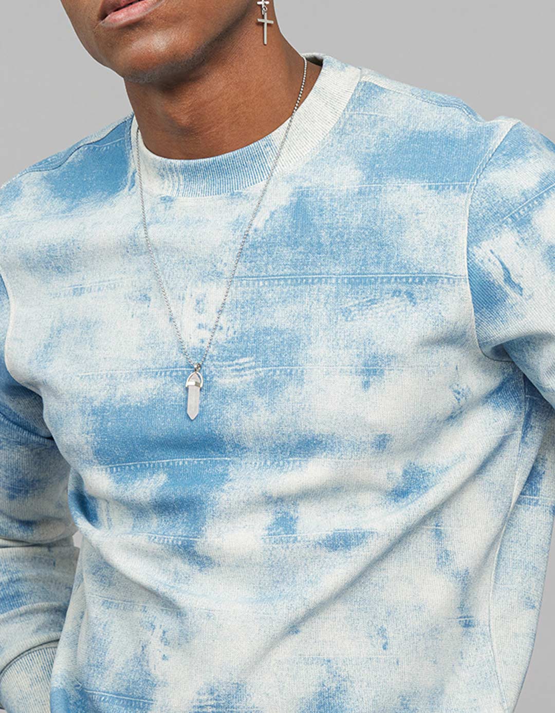 Blue Round Neck Full Sleeves Sweatshirt - Image 7