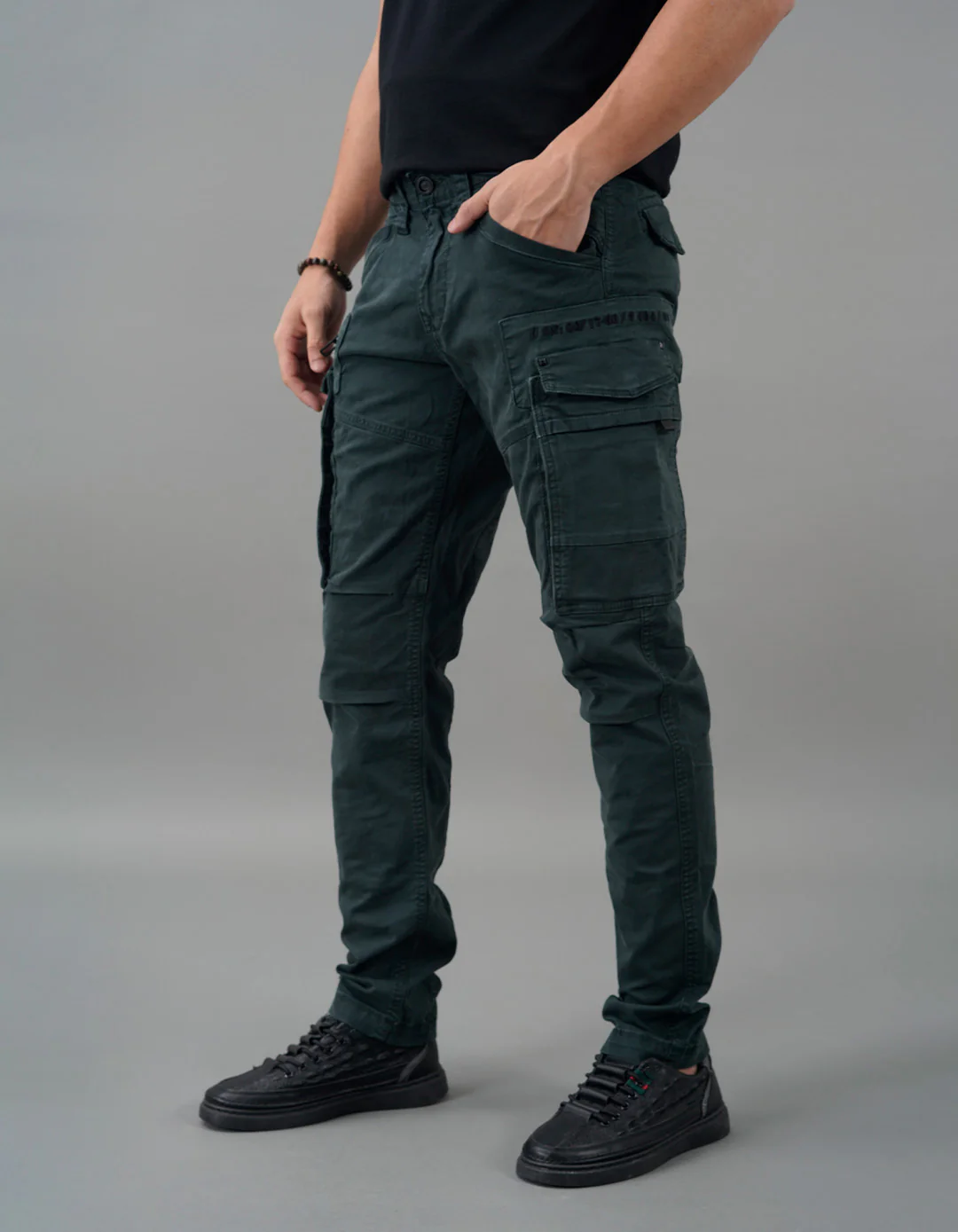 Bottle Green Regular Fit Cargo Pant - Image 3