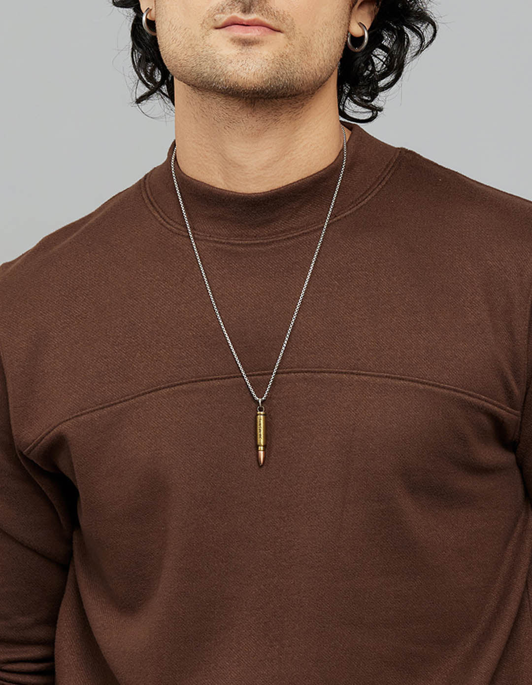 Brown Round Neck Full Sleeves Sweatshirt - Image 5