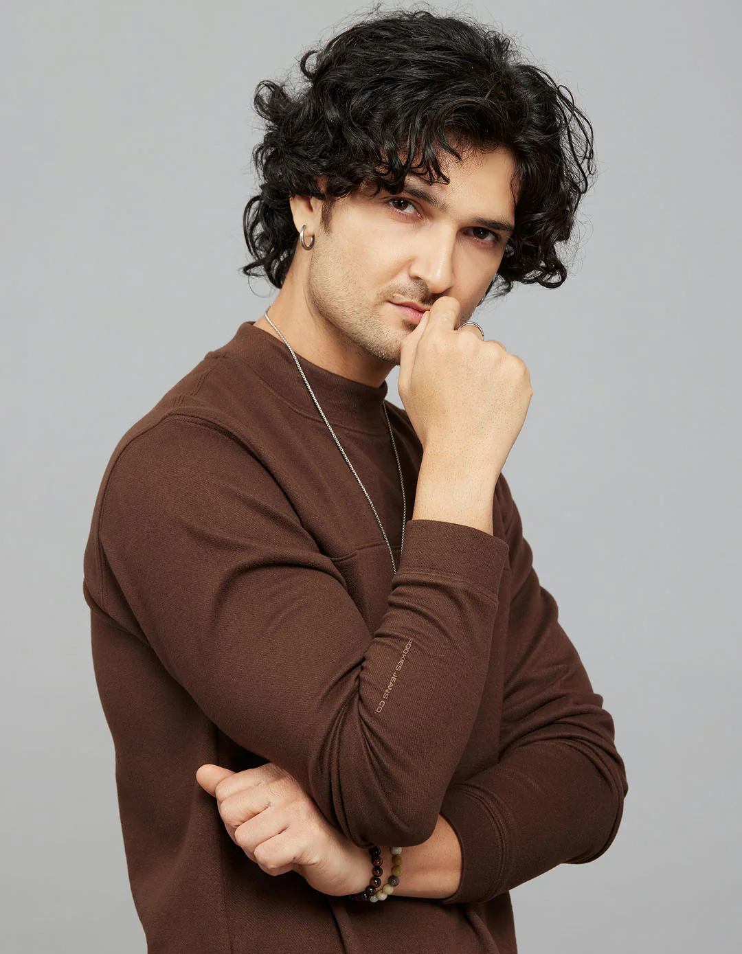 Brown Round Neck Full Sleeves Sweatshirt - Image 6