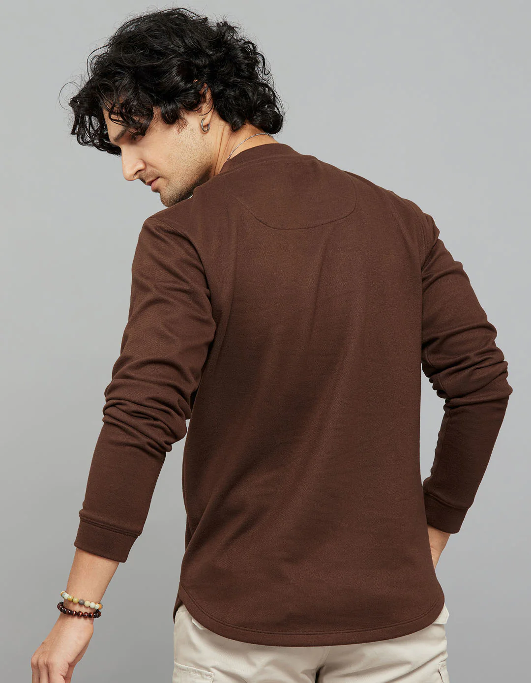 Brown Round Neck Full Sleeves Sweatshirt - Image 7