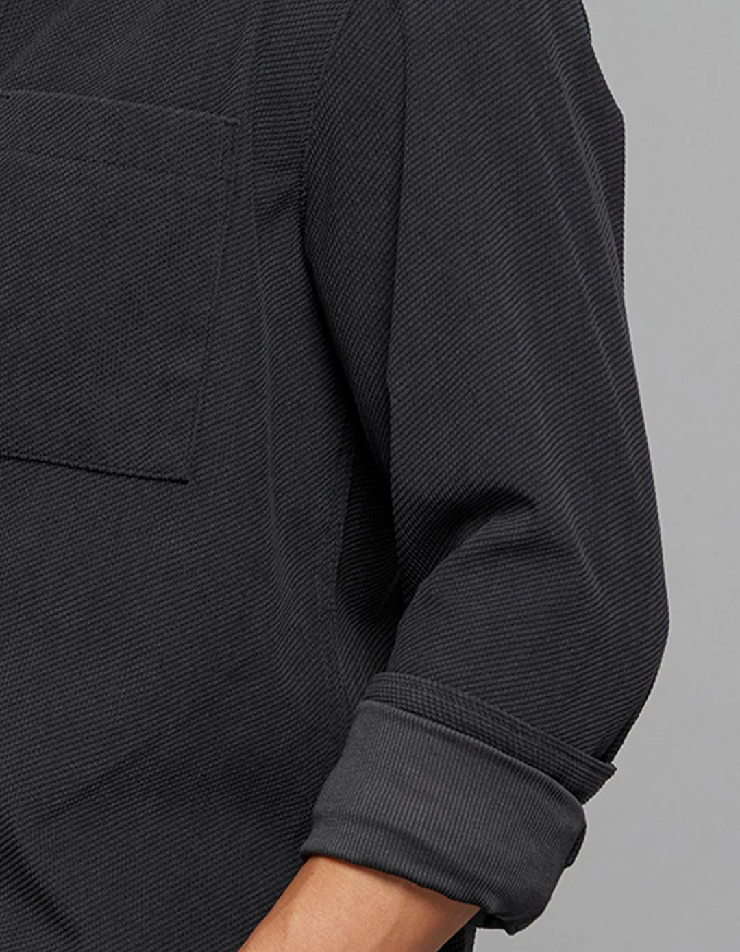 Charcoal Full Sleeves Button Front Closure Shacket - Image 6