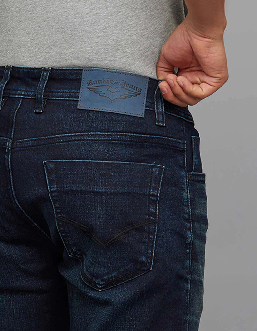 Dark Blue 5 Pocket Low-Rise Ankle Length Classic Stretch Jeans - Image 6