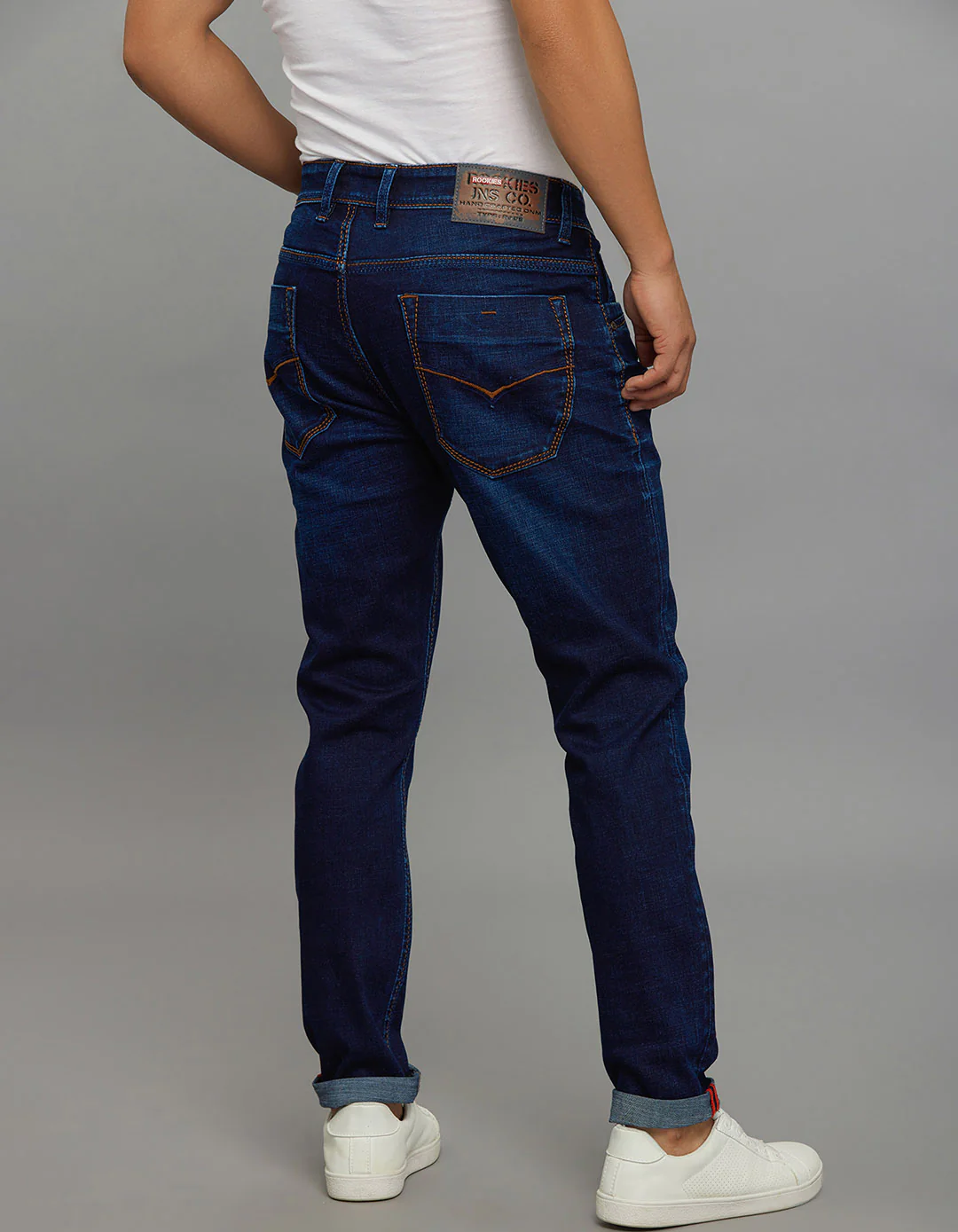 Dark Blue 5 Pocket Low-Rise Ankle Length Stretch Jeans - Image 5