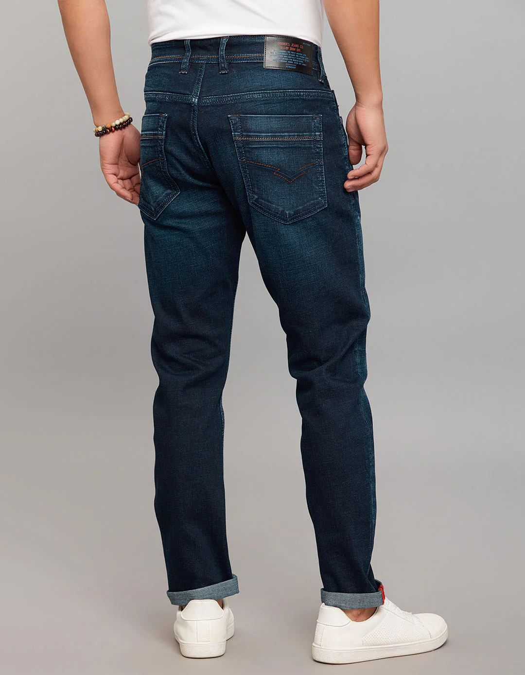 Dark Blue 5 Pocket Low-Rise Ankle Length Stretch Jeans - Image 5