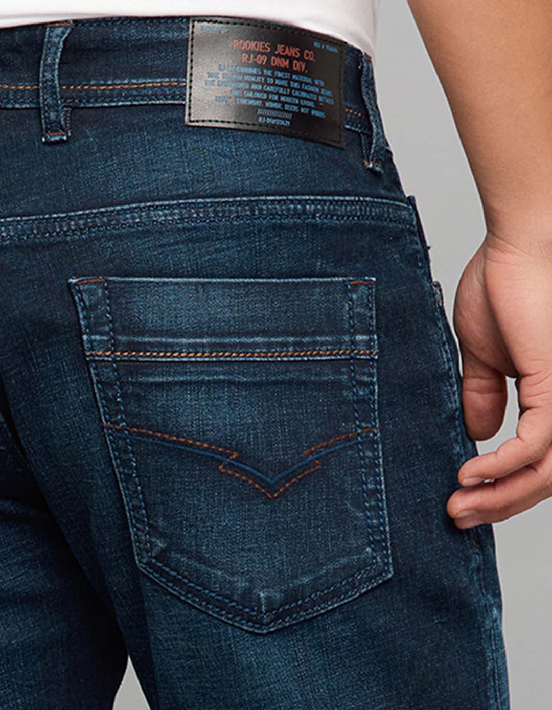 Dark Blue 5 Pocket Low-Rise Ankle Length Stretch Jeans - Image 6