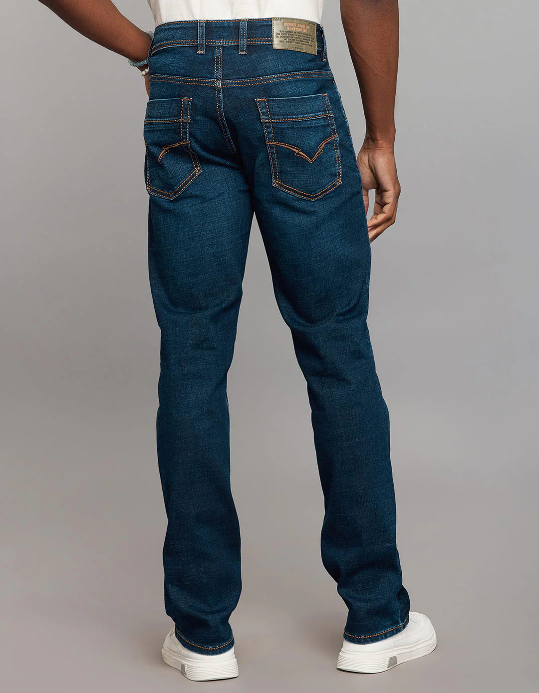 Dark Blue 5 Pocket Midrise, Comfort And Straight Fit Stretch Jeans - Image 4