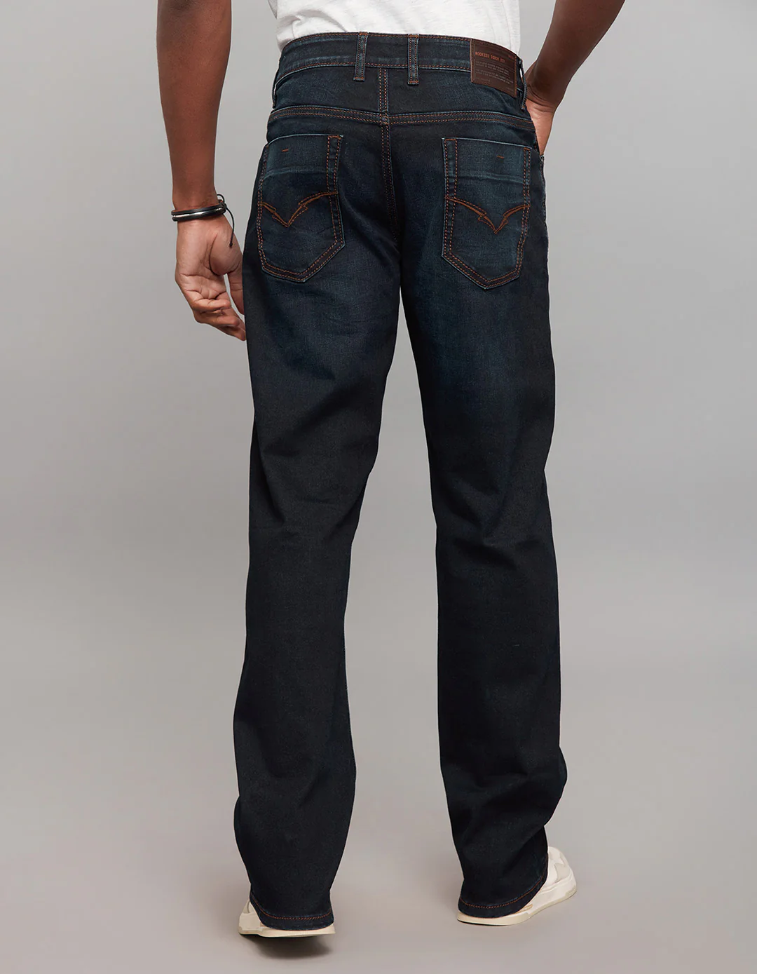 Dark Blue 5 Pocket Midrise, Comfort And Straight Fit Stretch Jeans - Image 4