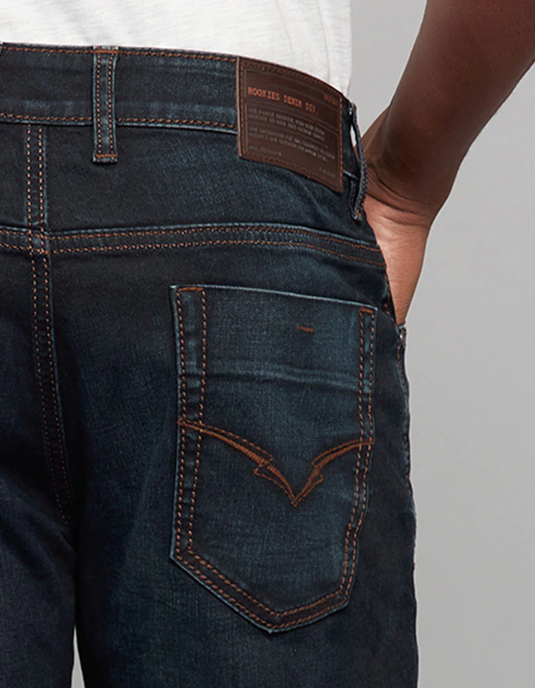 Dark Blue 5 Pocket Midrise, Comfort And Straight Fit Stretch Jeans - Image 5