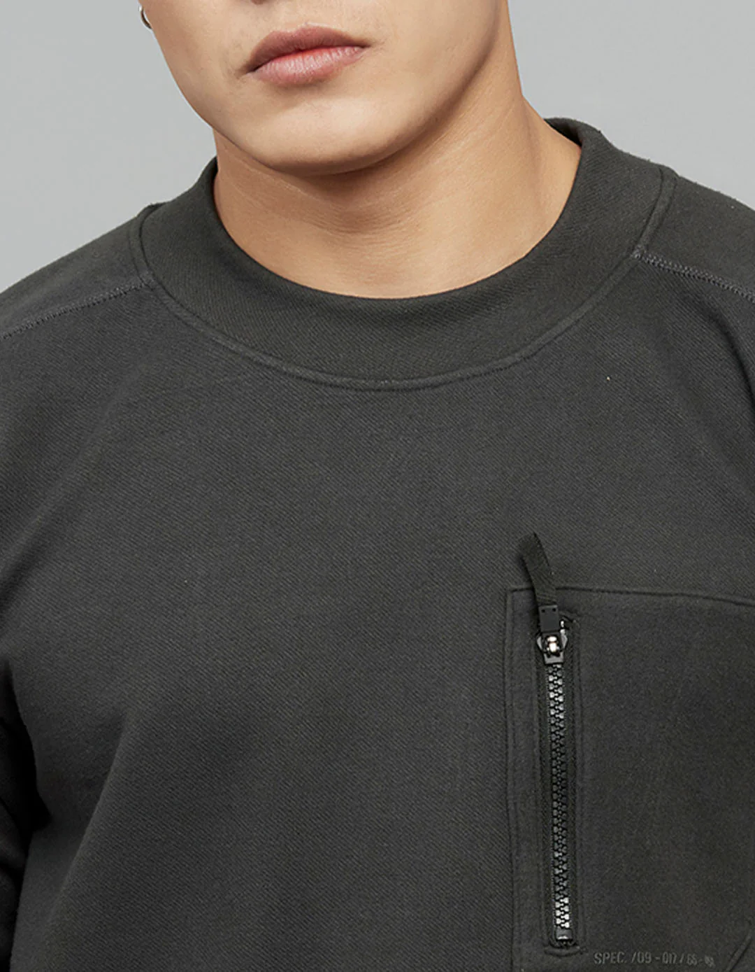 Dark Grey Round Neck Full Sleeves Sweat Shirt - Image 6