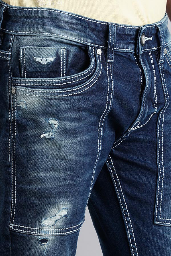 Dk Blue 5 Pocket Low-Rise Ankle Length Jeans - Image 6