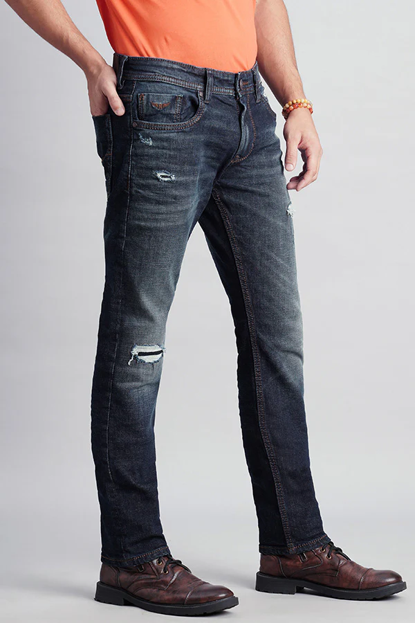 Dk Blue 5 Pocket Mid-Rise Slim Fit Jeans - Image 3