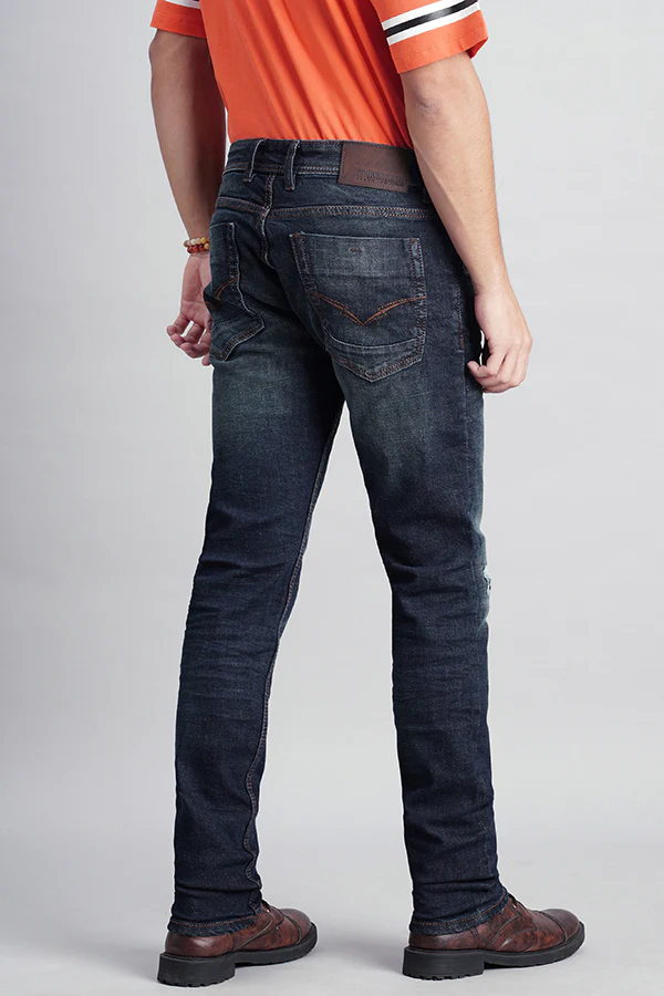 Dk Blue 5 Pocket Mid-Rise Slim Fit Jeans - Image 4