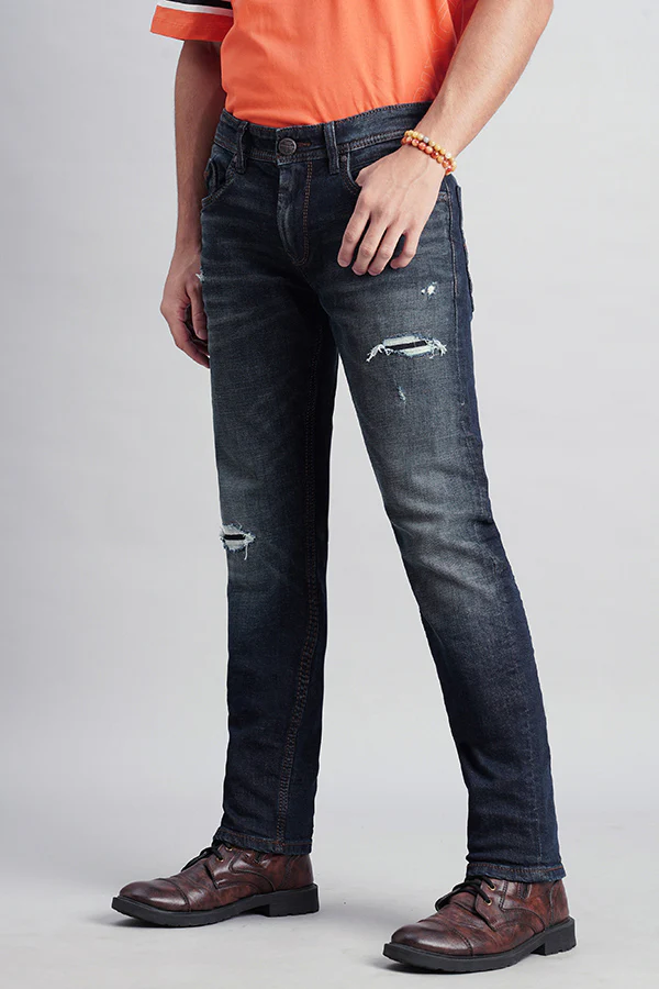 Dk Blue 5 Pocket Mid-Rise Slim Fit Jeans - Image 5