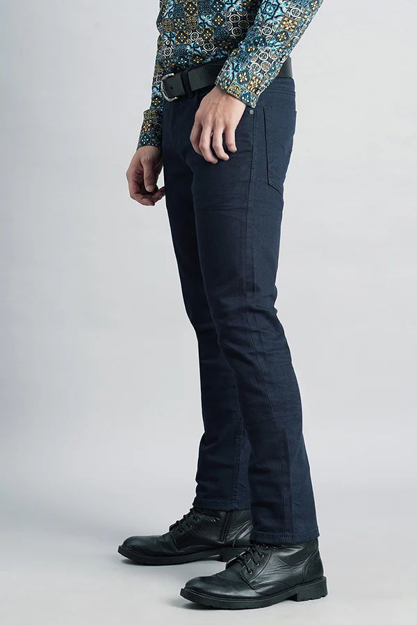 Dk Blue 5 Pocket Mid-Rise Slim Fit Jeans - Image 3