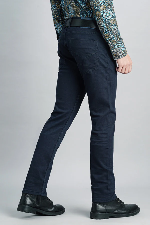 Dk Blue 5 Pocket Mid-Rise Slim Fit Jeans - Image 4