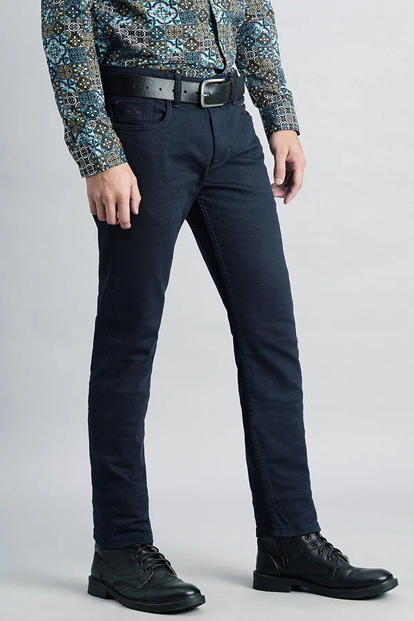 Dk Blue 5 Pocket Mid-Rise Slim Fit Jeans - Image 5