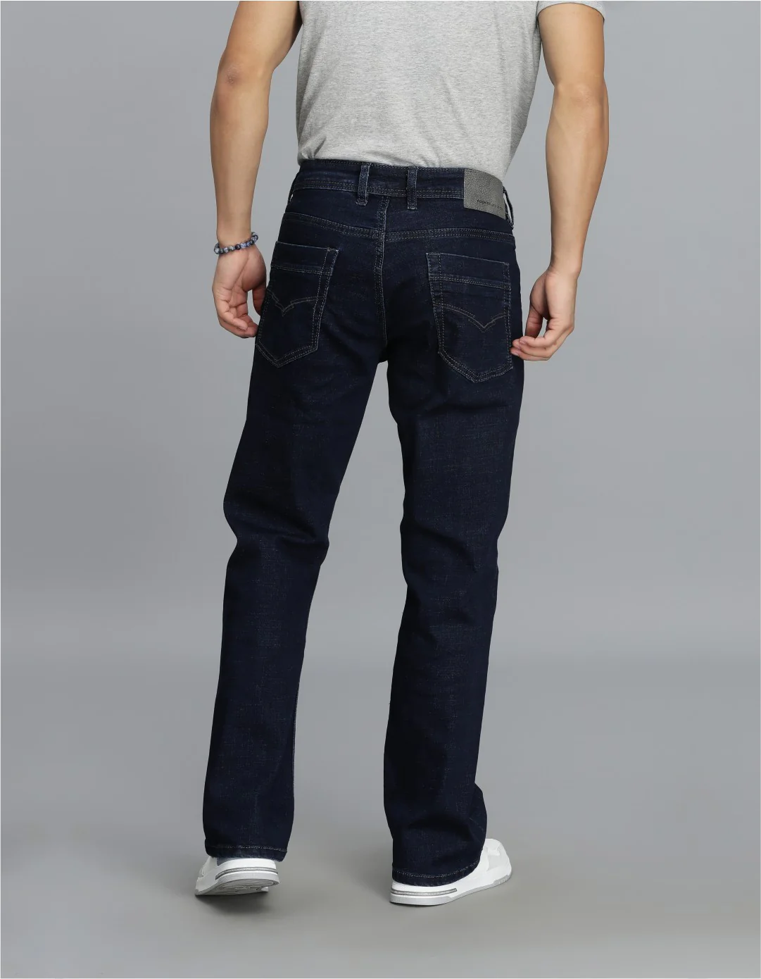 Dk Blue 5 Pocket Mid Rise Loose Boot Leg Cropped jeans - Image 5