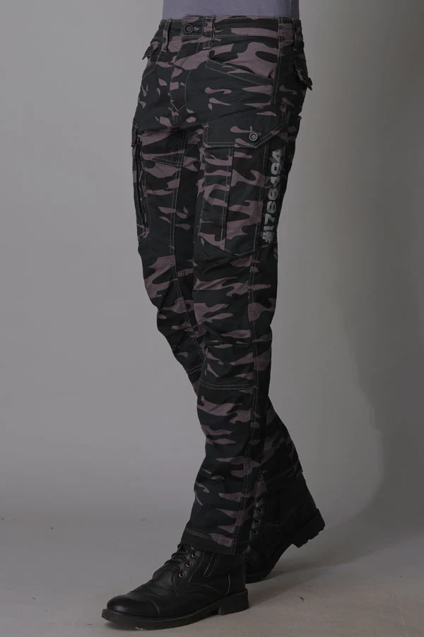 Dk Grey Camo Print Regular Fit Cargo Pant - Image 3