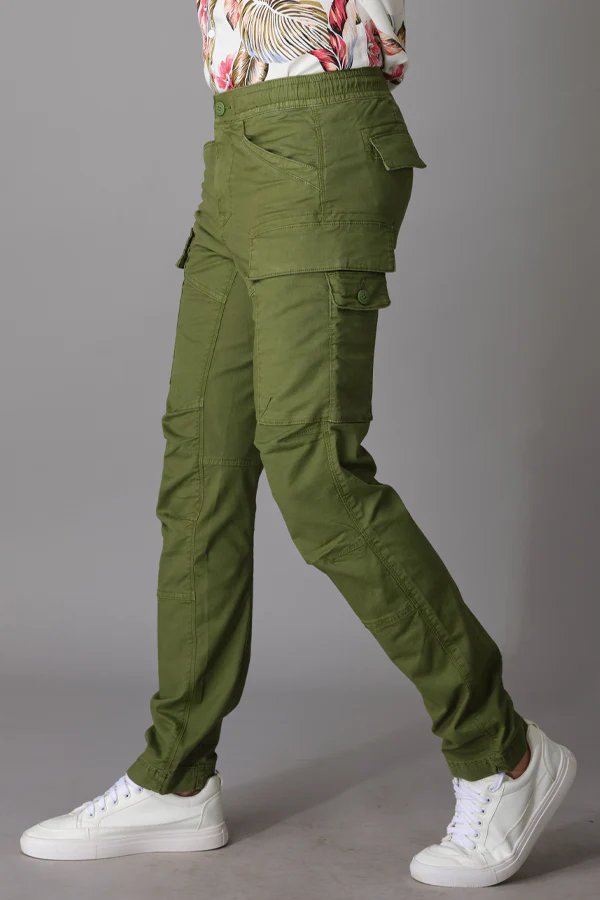 Green Tapered Fit Cargo Pant - Image 3