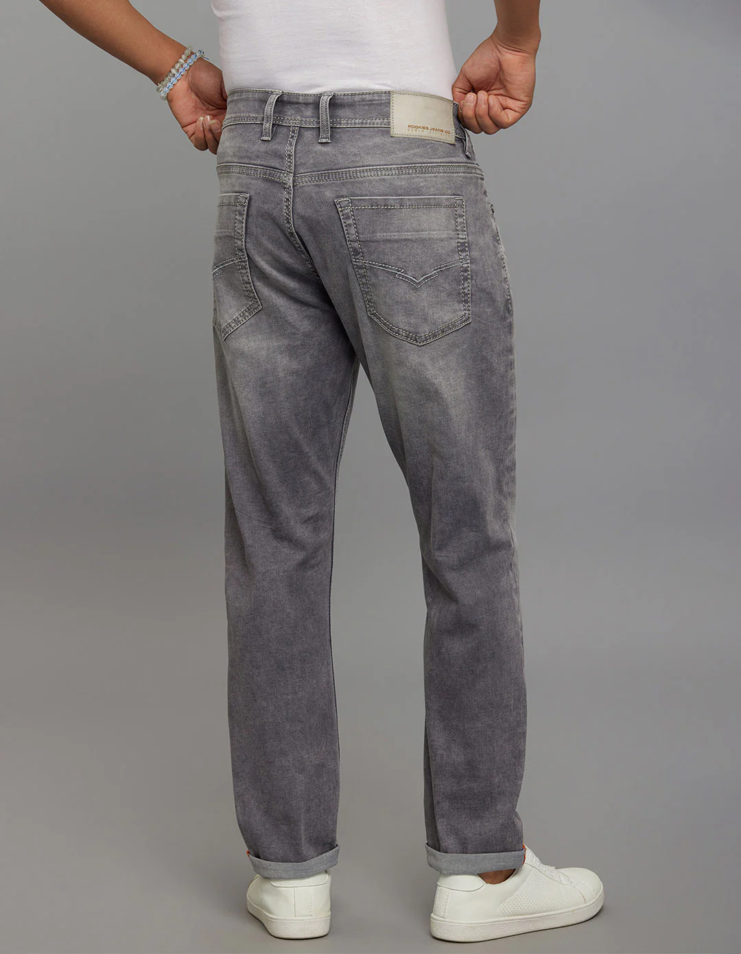 Grey 5 Pocket Low-Rise Ankle Length Stretch Jeans - Image 5