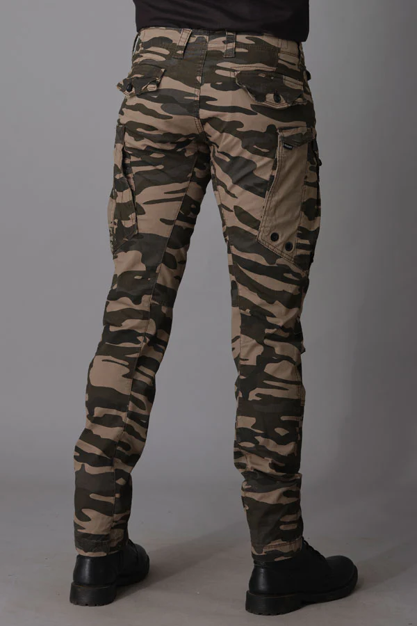 Khaki Camo Print Regular Fit Cargo Pant - Image 6