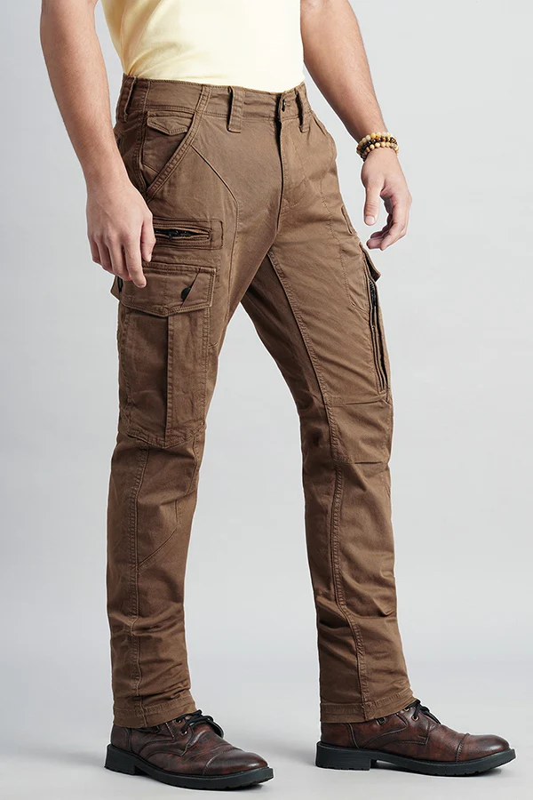 Khaki Regular Fit Cargo Pant - Image 3