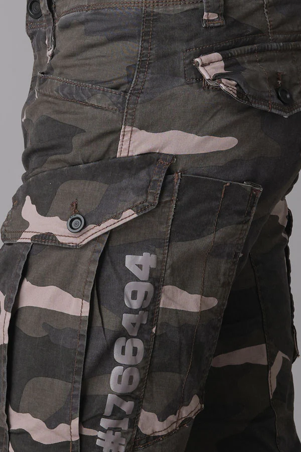Lt Grey Camo Print Regular Fit Cargo Pant - Image 6