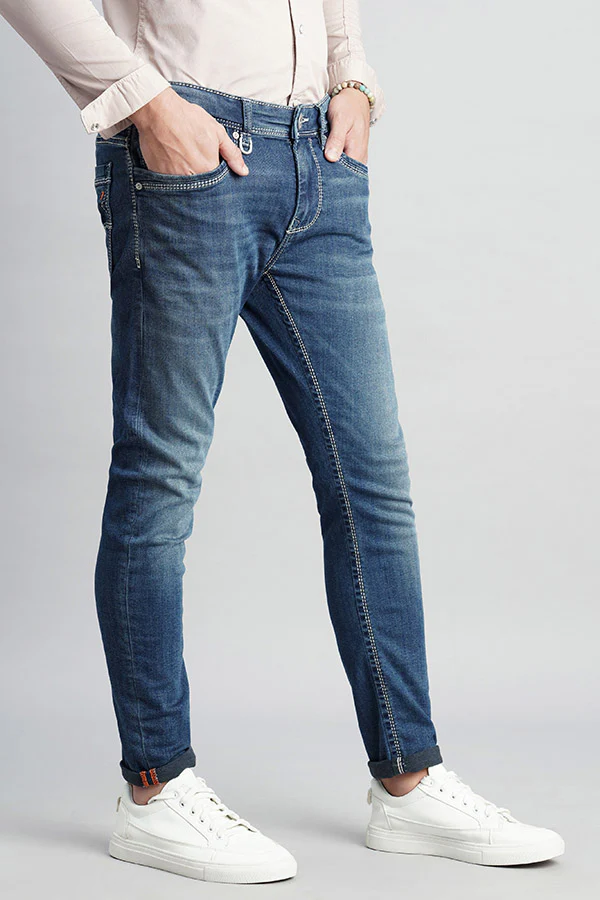 Med Blue 5 Pocket Low-Rise Ankle Length Jeans - Image 3