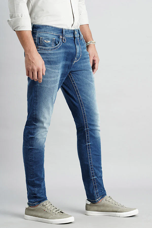 Med Blue 5 Pocket Low-Rise Ankle Length Jeans - Image 3