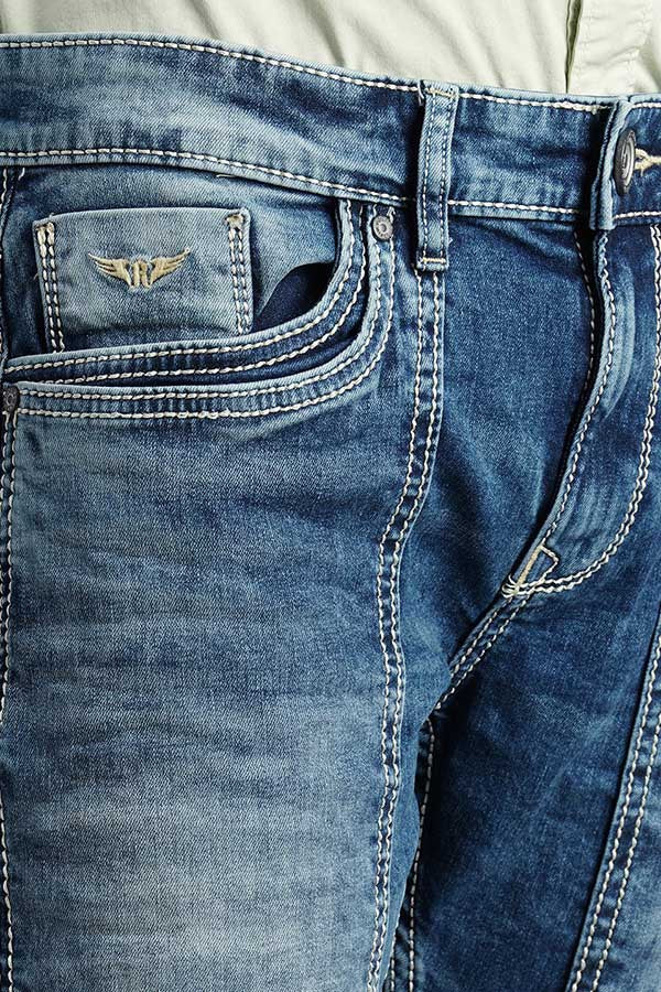 Med Blue 5 Pocket Low-Rise Ankle Length Jeans - Image 6