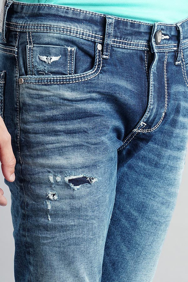 Med Blue 5 Pocket Low-Rise Ankle Length Jeans - Image 6