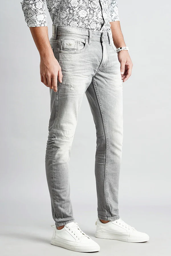 Med Grey 5 Pocket Low-Rise Ankle Length Jeans - Image 3