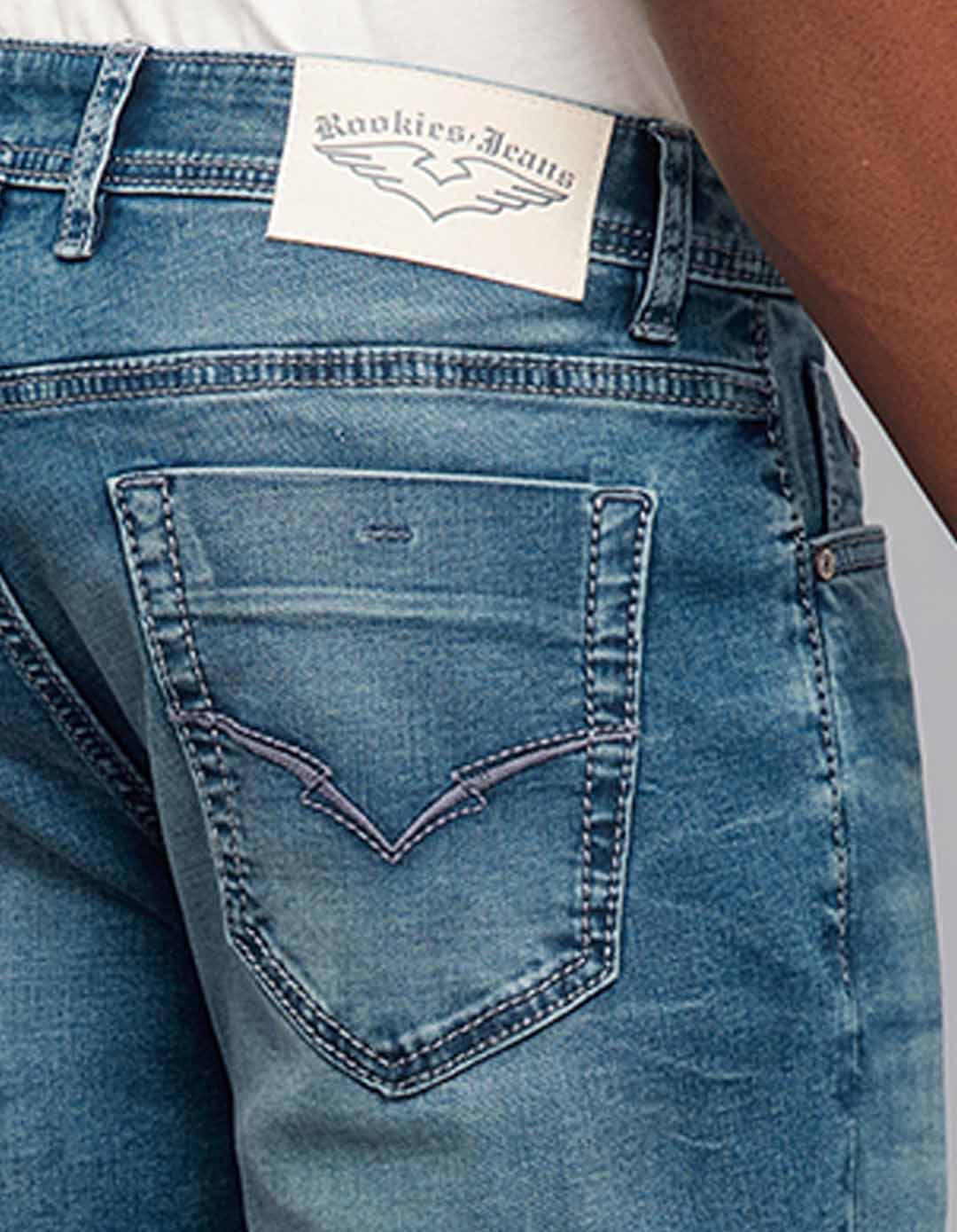 Medium Blue 5 Pocket Midrise, Comfort And Straight Fit Stretch Jeans - Image 6