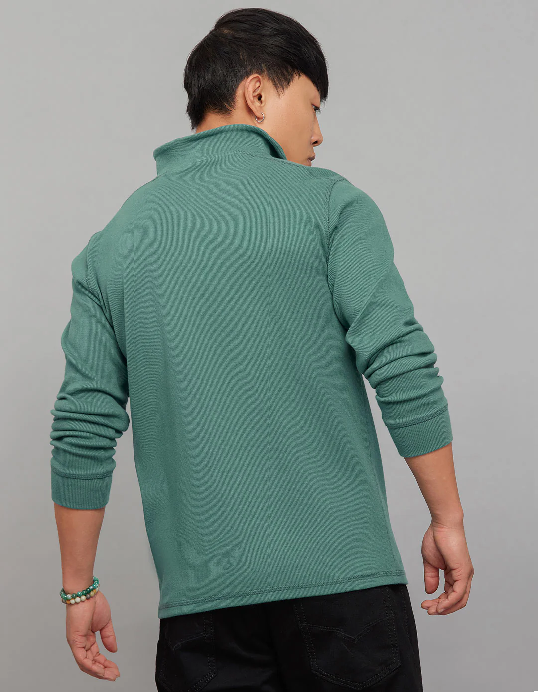 Mint Blue High Neck Full Sleeves Sweatshirt - Image 3