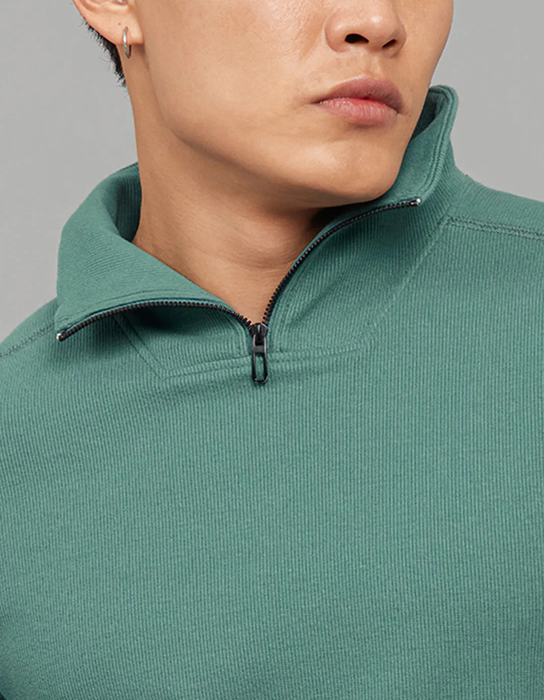 Mint Blue High Neck Full Sleeves Sweatshirt - Image 4