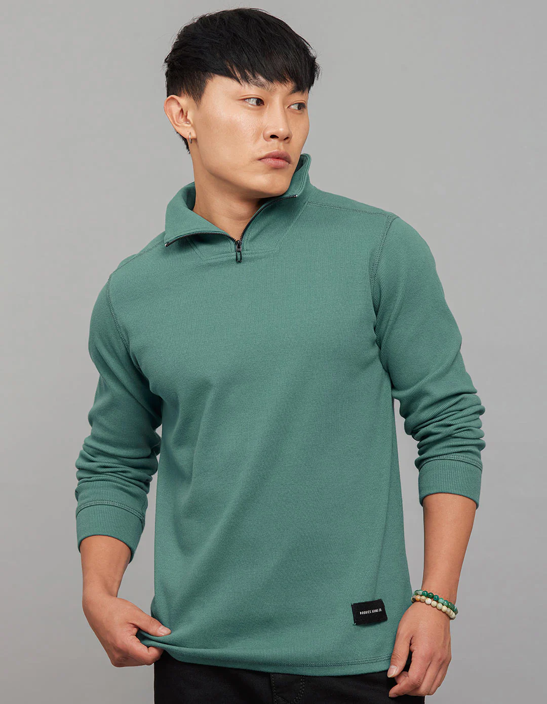 Mint Blue High Neck Full Sleeves Sweatshirt - Image 6