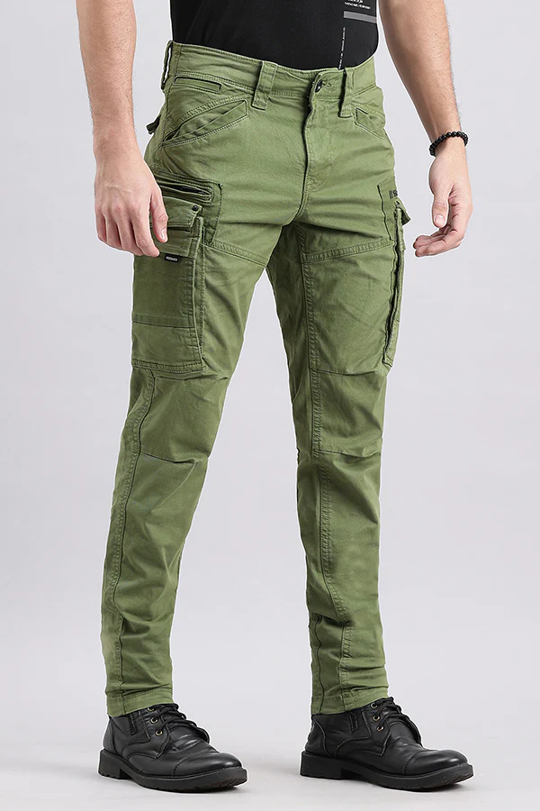 Moss Green Regular Fit Cargo Pant - Image 3