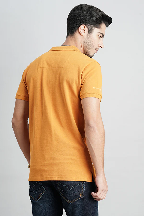 Mustard Half Sleeve Pique Polo Tee - Image 4